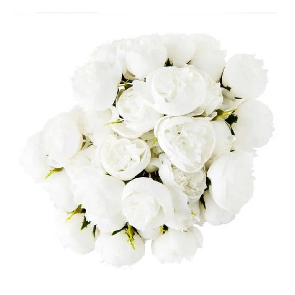Artificial White Peony Flower Bouquet 11.8